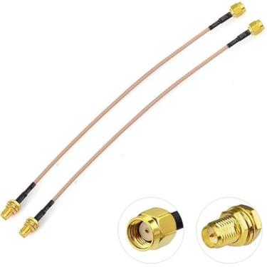 Imagem de Yuslao Cabo de extensão de antena WiFi 15.2 cm 15 cm RP-SMA macho para RP-SMA fêmea Bulkhead Mount RG316 Jumper Cale (pacote com 2) para roteador WiFi, adaptador USB, câmera de segurança IP, cartão de