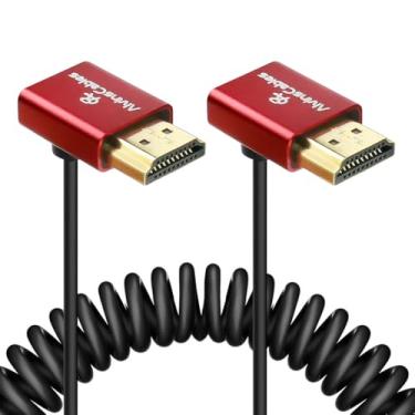Imagem de Alvin's Cables Cabo HDMI 8K 2.1 48Gbps alta velocidade Φ2,4 mm HDMI ultrafino 8K @60Hz 4K @120Hz para Sony A7 A9, BMPCC, para Canon C70, para Atomos Ninja, para SmallHD, cabo enrolado de ângulo até