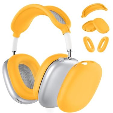 Imagem de MINDRESY Capa De Silicone Para Fones Ouvido Airpods Max, Almofadas Auriculares/Capa Ouvido/Faixa Cabeça (Usb-C/Lightning) (2024/2020), Protetor Acessórios Apple Amarelo