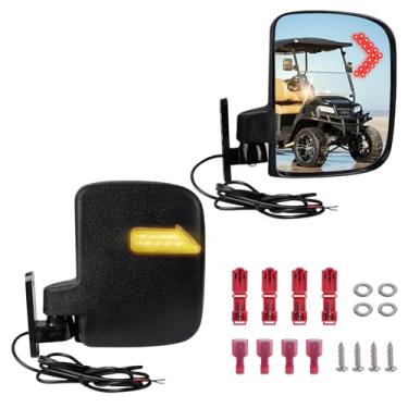 Imagem de Kit de espelhos laterais de carrinho de golfe com luz de seta para carro clube EZGO Yamaha Golf Cart