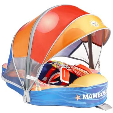 Imagem de Boia de bebê para piscina com dossel removível com proteção solar boia de mamboy, não inflável, adicione cauda, evite virar à prova d'água, não irrita a pele, boia de natação infantil de 3 a 24 meses