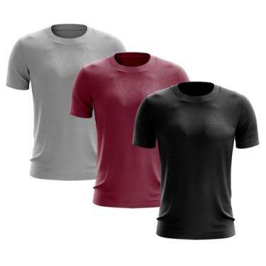 Imagem de Kit 3 Camisetas Masculina Manga Curta Dry Básica Lisa Proteção Solar U