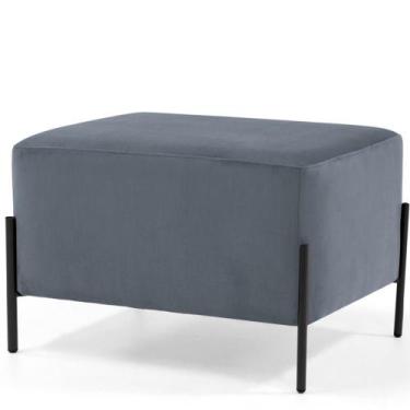 Imagem de Puff Retangular Decorativo Status 60x45 D02 Pés de Aço Veludo Cinza C-