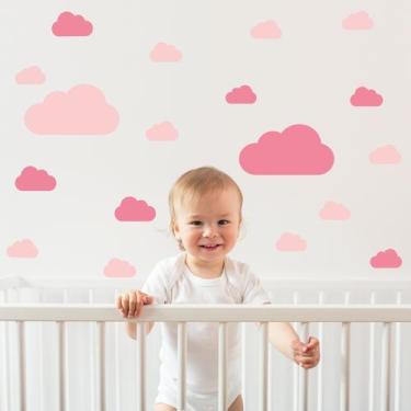 Imagem de Adesivo de Parede Infantil Nuvens Tons de Rosa - Quartinhos