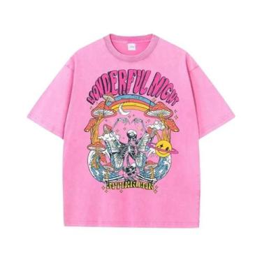 Imagem de Camiseta Feminina Oversized Confortável Com Estampa De Esqueleto Borbo