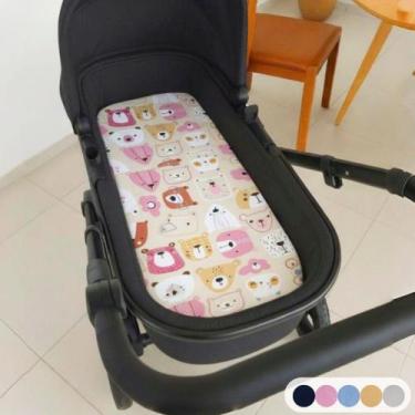 Imagem de Colchão para Carrinho Moises Colchonete Bebê Menino Menina com Capa Re
