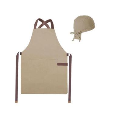 Imagem de Avental e Bandana Bege Marrom Chef Cozinha Bistro Bar - CASACHA