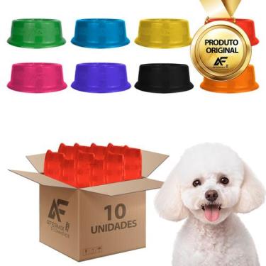 Imagem de Kit 10 Comedouro Bebedouro Simples Cães E Gatos 550ml Cores - AferMix,