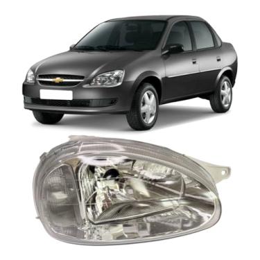 Imagem de Farol Corsa Classic 2003 á 2010 Cromado Lente Lisa em Vidro Lado Direito