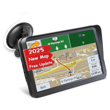 Imagem de Navegador GPS para carro, caminhão, trailer, sistema de navegação HD de 22 cm com mapas 2025, alerta de velocidade, aviso de luz vermelha, roteamento de caminhão personalizado, atualizações vitalícias