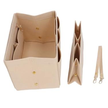 Imagem de Organizador de bolsa de feltro, inserção macia, dobrável, grande capacidade, divisor de bolsa para armazenamento de cosméticos, viagem, casa, cáqui