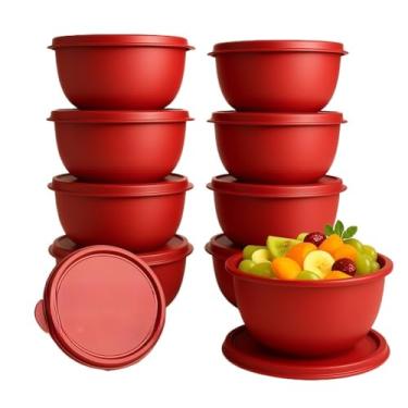 Imagem de Kit com 15 potes plásticos herméticos para cozinha(10 potes vermelho)