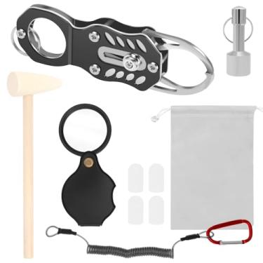 Imagem de LZVXTYM Kit de teste de pinger de bolso, ferramenta portátil de teste de ressonância de ping de mudança de ouro e prata, peças de teste de ping de moeda de bolso com martelo e lupa para colecionadores