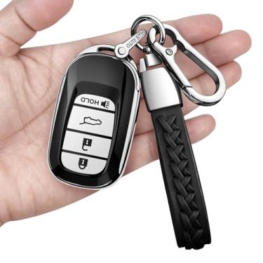 Imagem de Autophone Capa para chave Honda com chaveiro TPU macio proteção de 360 graus capa para chave para 2022 2023 2024 2025 2026 Accord Civic HR-V CR-V Pilot Passport Sport SI EX EX-L Touring (prata)