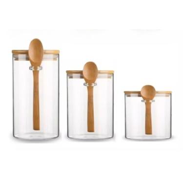 Imagem de Potes De Vidro HerméTico Com Tampa - Organizador Multiuso Para Cozinha(KIT 3 610mL (10x10cM))