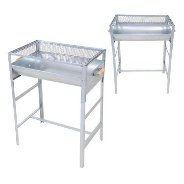 Imagem de Churrasqueira Cariocão Aço Galvanizado Grelha Moeda Com Alças Madeira - Gudim