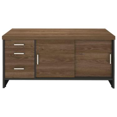 Imagem de Balcão Multiuso Escritório Com Gavetas E Portas Charuto preto