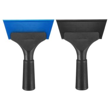 Imagem de HARFINGTON Rodo de chuveiro com lâmina de água automática de 12 cm de comprimento com alça antiderrapante para limpador de janela de para-brisa, porta de vidro, preto/azul