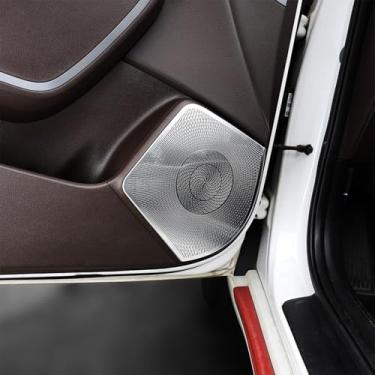 Imagem de Amzcar Acabamento de capas de decoração de alto-falante de porta de aço inoxidável compatível com acessórios KIA Soul 2020-2025 (prata)