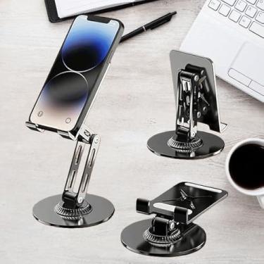 Imagem de 1 suporte giratório de telefone 360 para mesa, suporte giratório de tablet para iPad, suporte de telefone de mesa dobrável de alumínio duplo ajustável, acessórios de escritório em casa com vários