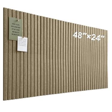 Imagem de Quadro grande de cortiça para escritório, pacote com 8 azulejos de parede de feltro com painéis de parede de ripas e abas adesivas removíveis seguras, quadro de avisos de feltro, placas de cortiça