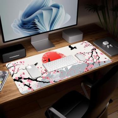 Imagem de Tapete de mesa de couro, mouse pad de arte colorida grande teclado de computador para jogos, protetor e capa à prova d'água, tapete de mouse decorativo de couro PU para laptop, decoração de casa, 25 x