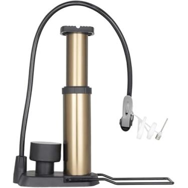 Imagem de Bomba de bicicleta portátil mini multifuncional bomba de piso de bicicleta ergonômica pneu de ar universal para carro, bicicleta, motocicleta, basquete, outros infláveis, cor dourada