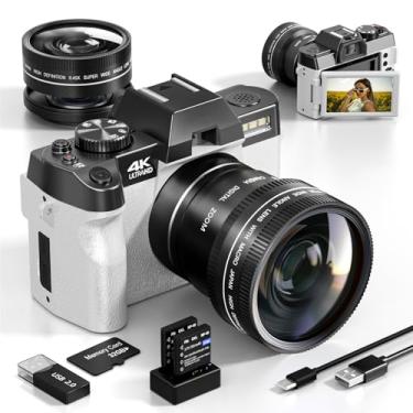 Imagem de Câmeras digitais para fotografia com WiFi e controle de aplicativo, câmera de vlogging Ture 4K e 48MP para YouTube, compacta, foco automático de zoom de 16X, antivibração para usuários iniciantes
