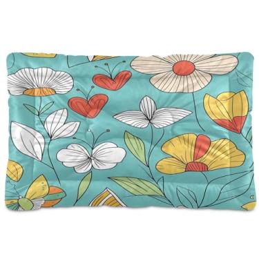 Imagem de Wassud Cama de cachorro com ilustração de jardim de primavera para cães pequenos, lavável, impermeável, para viagem, tapete portátil para gatos com fundo antiderrapante para uso interno e dormir 91 x