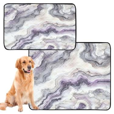 Imagem de CEBUGI Almofadas de xixi laváveis para cães, pacote com 2, almofadas impermeáveis para filhotes de cachorro, antiderrapantes, à prova de vazamento, para cama de cercadinho, padrão de mármore