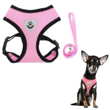 Imagem de Coleira Peitoral para Cachorro - Pet Woof, Peitoral Rosa-P