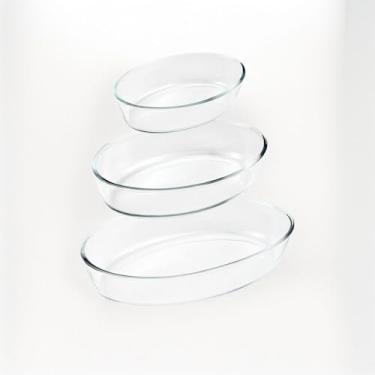 Imagem de Conjunto 3 Travessas Ovais em Vidro 1,5L, 2L e 3L