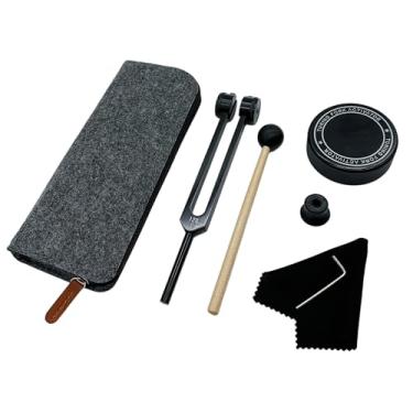 Imagem de Instrumento de cura de diapasão de 128 Hz com ativador, diapasão ponderado de ressonância de liga de alumínio de 128 Hz para meditação sonora de cura, aterramento, atenção plena, ioga, prática de