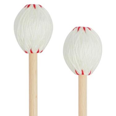 Imagem de VANPHY Marimba Mallets (pacote com 2) cabeças de fio com cabo de madeira de faia acessórios de percussão para xilofone Glockenspiel Vibrafone Ideal para iniciantes estudantes amantes de música branco