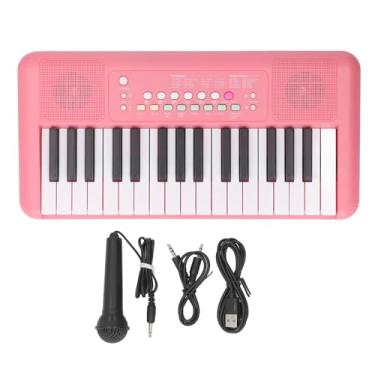 Imagem de RiToEasysports Teclado Piano, Teclado Eletrônico de 32 Teclas, Instrumentos Musicais Eletrônicos Com Microfone para Iniciantes (Morango Vermelho)