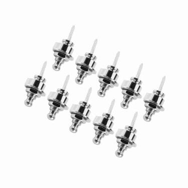 Imagem de Generic Fechaduras de Cinta de Guitarra, Duráveis, Leves, Liberação Rápida para Músicos de Baixo Elétrico Acústico, 10 Unidades, Travas de Metal (Prata)