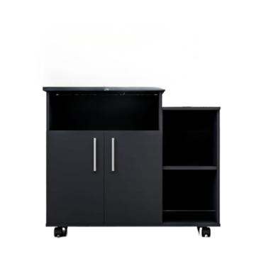 Imagem de Armário Organizador 2 Portas e Suporte Microondas (Preto)