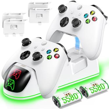 Imagem de Carregador de controlador compatível com Xbox Series X|S/Xbox One, estação de carregamento com 2 x 1300 mAh kit de bateria recarregável, base de carregamento dupla OIVO para Xbox One/One Elite/Series X|S
