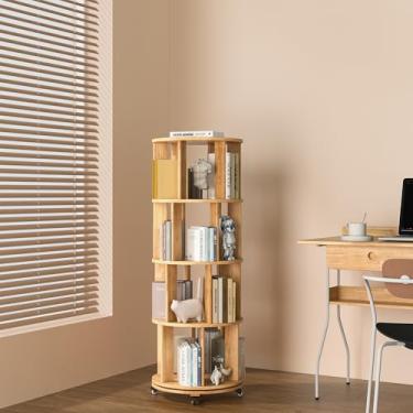 Imagem de IUNVR Estante giratória de 4 camadas, estante empilhável giratória de 360°, estante de canto independente para escritório, sala de estudo, quarto, sala de estar