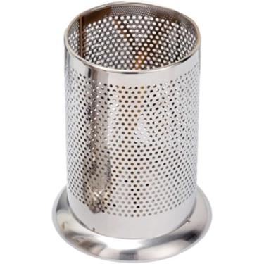 Imagem de Escorredor porta Talheres em Aço Inox Design Cilíndrico Perfurado Base Larga para Estabilidade Organizador de Cozinha Seca louça para pia anti-ferrugem