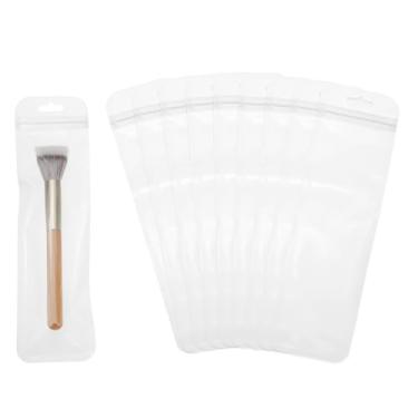 Imagem de PATIKIL Sacos plásticos longos para joias de 6,6 cm x 23,9 cm, 100 peças, bolsa com zíper autovedável transparente e reutilizável com orifício para pendurar para colares, embalagem de caneta, branco