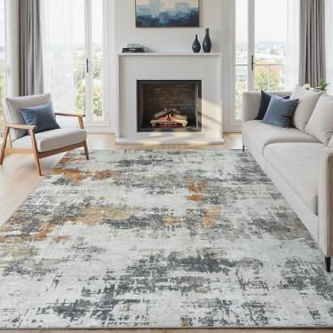 Imagem de Tapete de área 12 x 18 cm Lavável: Antiderrapante Moderno Abstrato Macio Fino Grande Cinza Tapete Interior Resistente a Manchas para Quarto, Sala de Jantar, Casa de Fazenda, Quarto de Bebê, Escritório