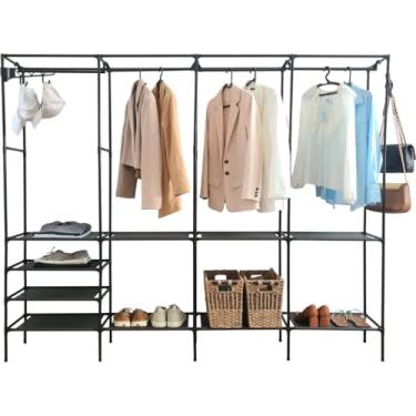 Imagem de Guarda Roupa Arara Portátil Cabideiro Desmontável 4 Divisões (Preto)