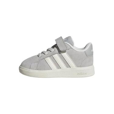 Imagem de adidas Tênis infantil masculino Grand Court 2.0 com cadarço elástico e alça, Cinza/branco/branco, 6 Toddler