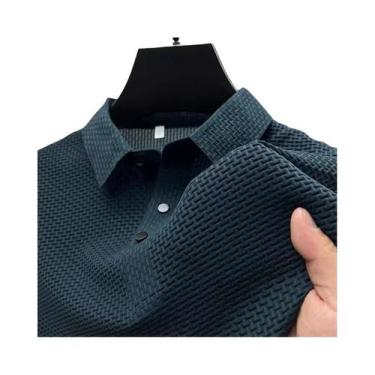 Imagem de Camisa Polo Casual De Negócios Masculina Em Cor Sólida Com Estampa De 