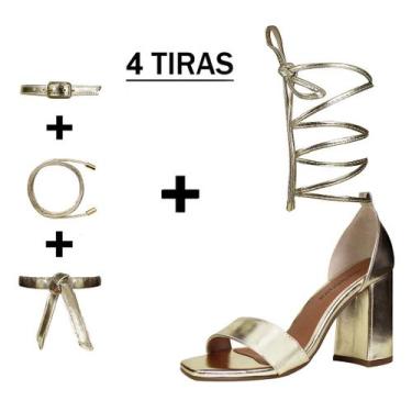 Imagem de Sandália Troca Tira Salto Alto Grosso Luiza Sobreira Dourada Mod. 2159