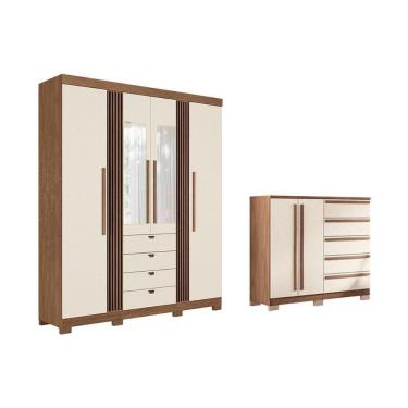 Imagem de Guarda Roupa +cômoda 2 Peças Qc270 Jatoba/areia - Santos Andirá