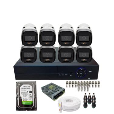 Imagem de Kit 8 Câmeras de Segurança 1220b Full Color Intelbras Com Dvr 8 Canais Incluso Hd de 1Tb Já Instalado