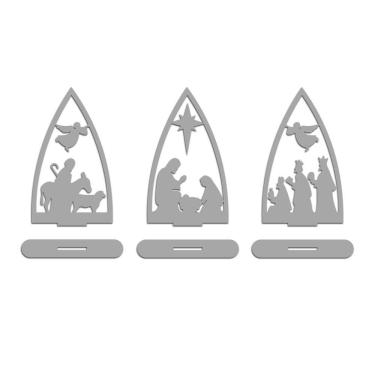 Imagem de Trio Presépio Natal 9cmx15cm - Cria Arte Laser Cinza Claro