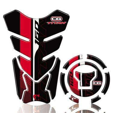Imagem de Kit Protetor Tanque Adesivo Moto Honda Cg Titan 160 Ano Acima 2018 Azul Vermelho